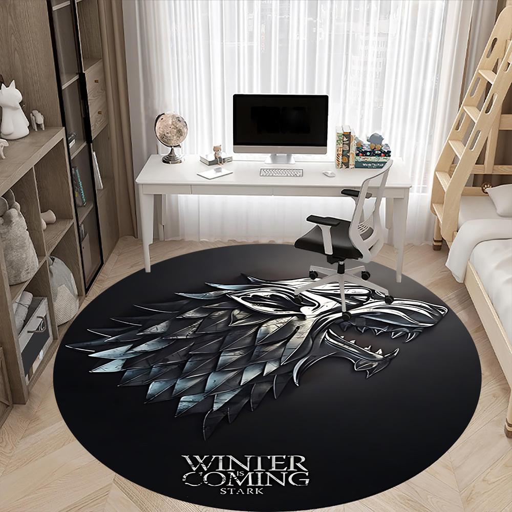 1pc Winter is Coming Carpet, Round Non-Slip Durable Large Size Office Carpet, Suitable for Office yy250908035