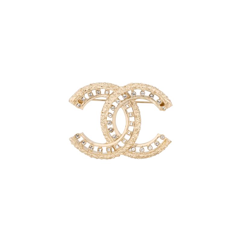 Chanel Модная Классическая Полая Металлическая Брошь с Логотипом Double C Женский Стиль