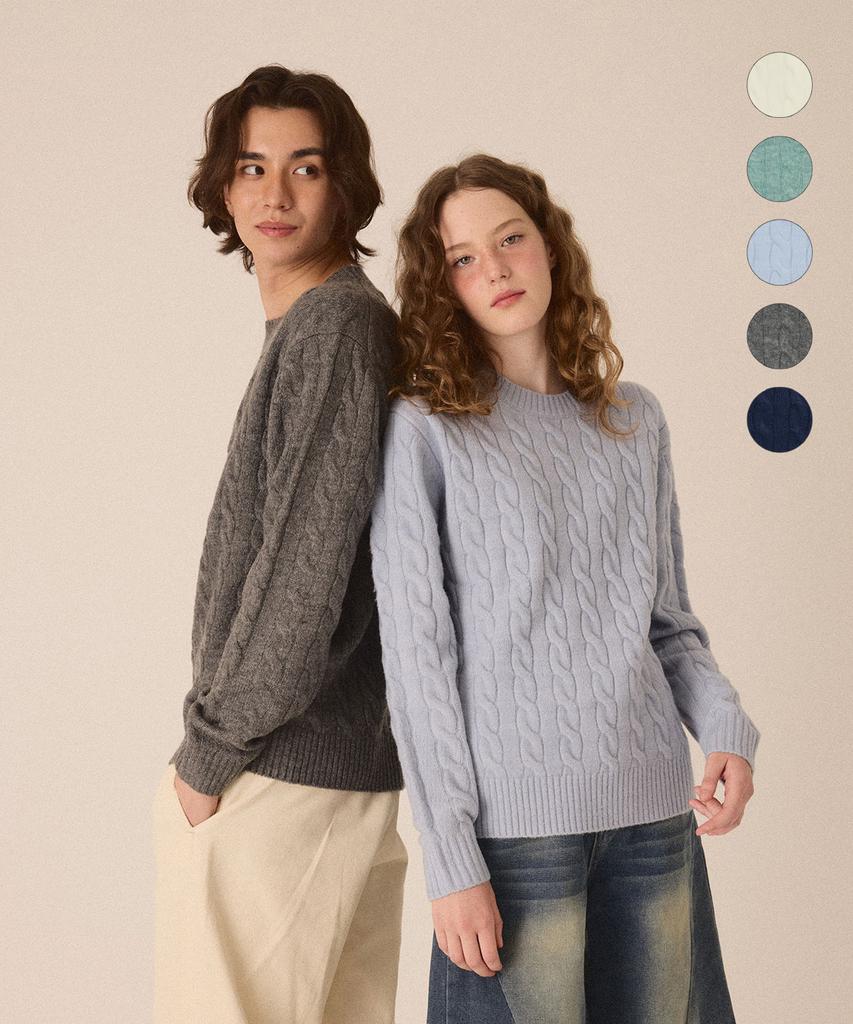 CUTZ [2Pack] Essential Soft Touch Crew Neck + Cable Knit (C Type)