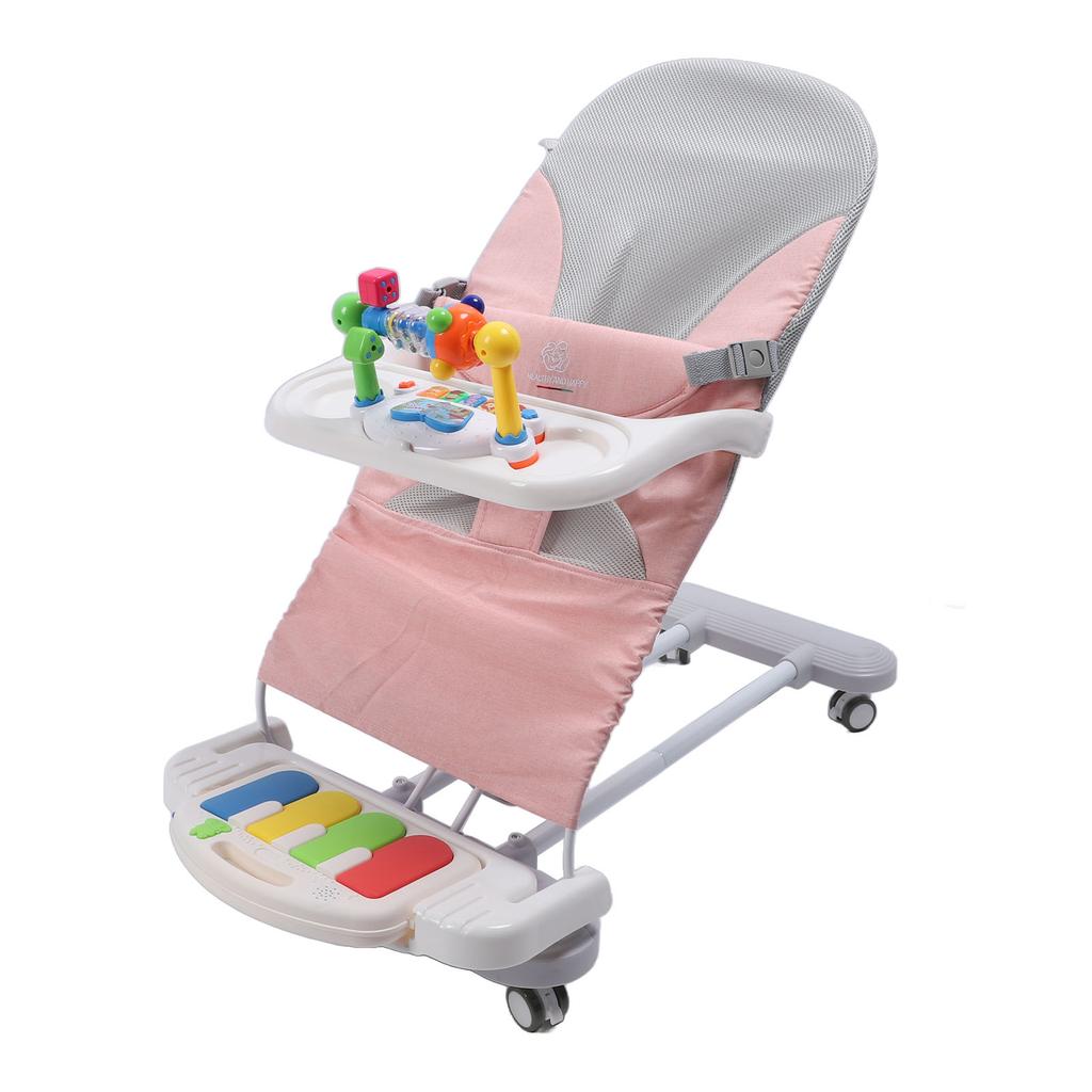 Детское кресло-качалка Детское кресло-качалка Колыбель с игрушечной дугой Вращающиеся колеса Поднос для кормления Педальное пианино