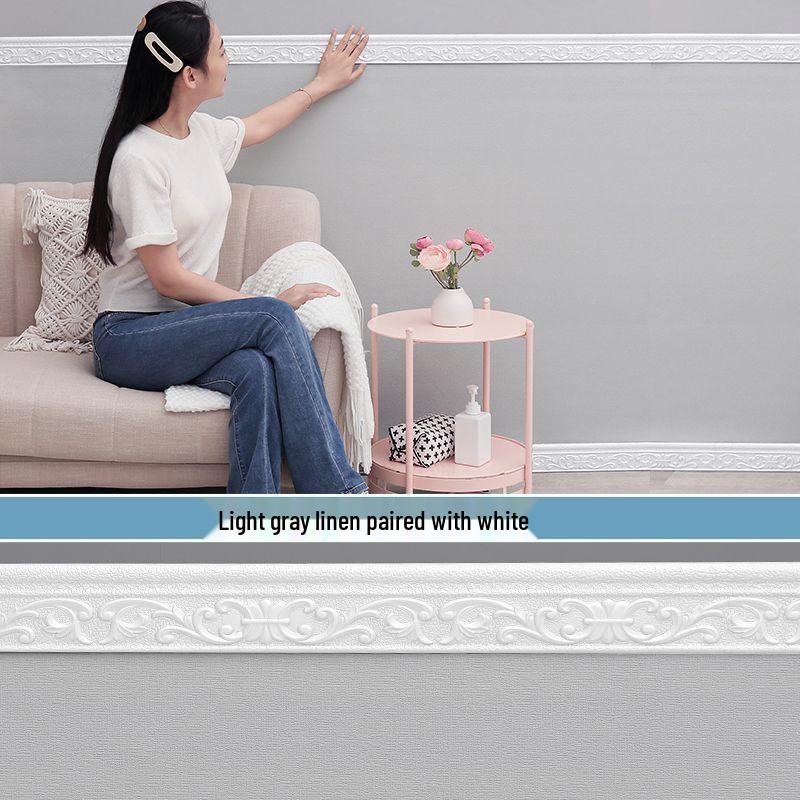 Self-Adhesive 3D Waterproof Cement Wall Sticker: Anti-Collision, Moisture-Proof, Skirting Board Decor for Rough Walls.