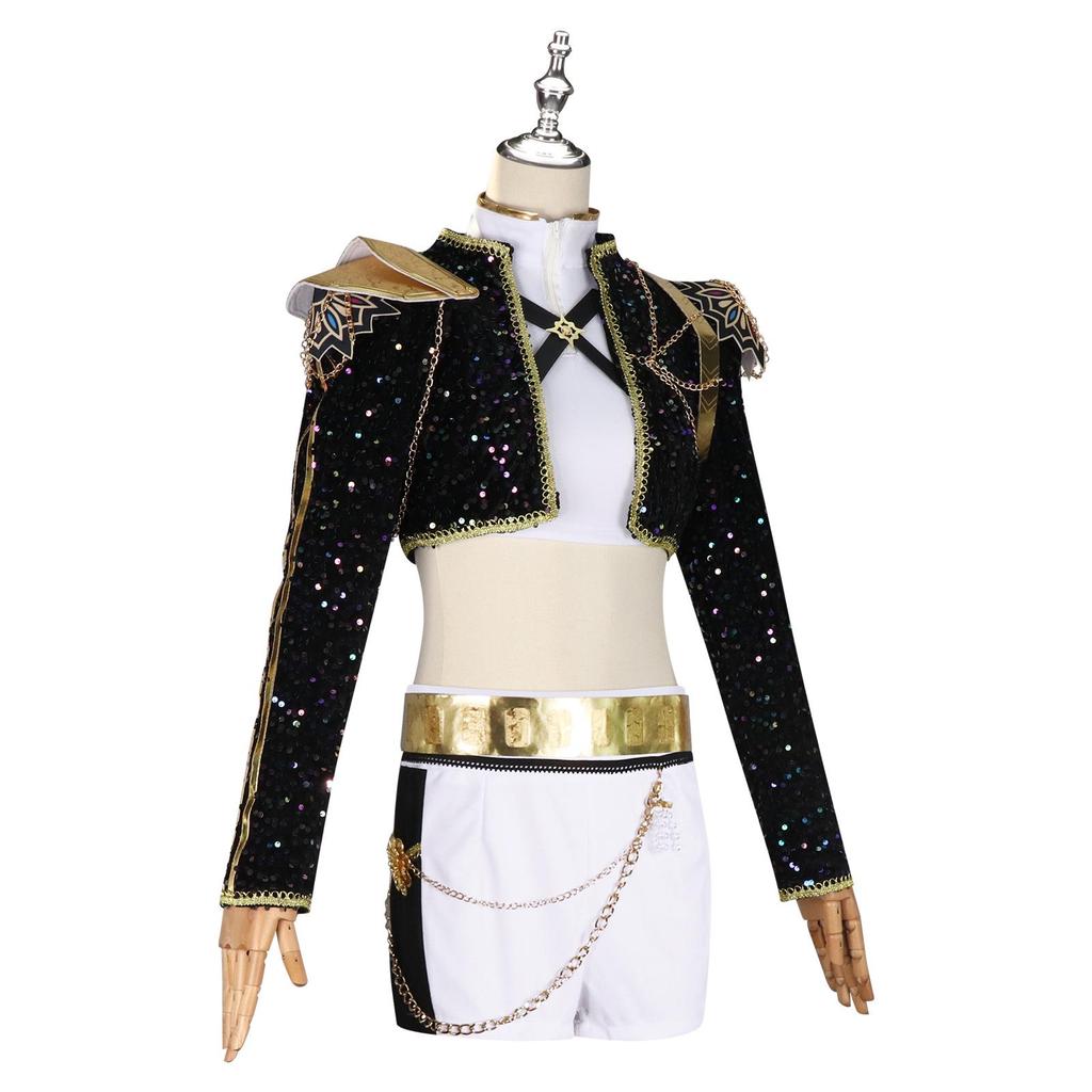 Парик для косплея женской группы Demon Hunter в черном и золотом цвете