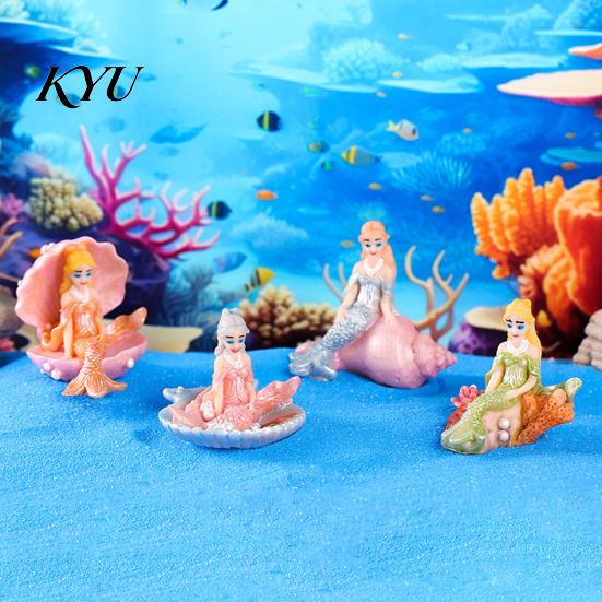 Аксессуары для маленького аквариума, Мини-фигурка русалки, Орнамент-диван из ракушки, Полимерная, Средиземноморский стиль, Декор-фея, Садовый аксессуар для рыб