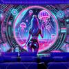 Крутая Девушка УФ-реактивный Светящийся в темноте Курящая Медуза Девушка Неоновый Гобелен Эстетичный Декор Комнаты Гобелены