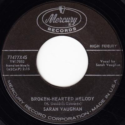 7-дюймовая пластинка SARAH VAUGHAN Brokenhearted Melody Misty 71477X45 Mercury 1959 UK Jazz Б/у