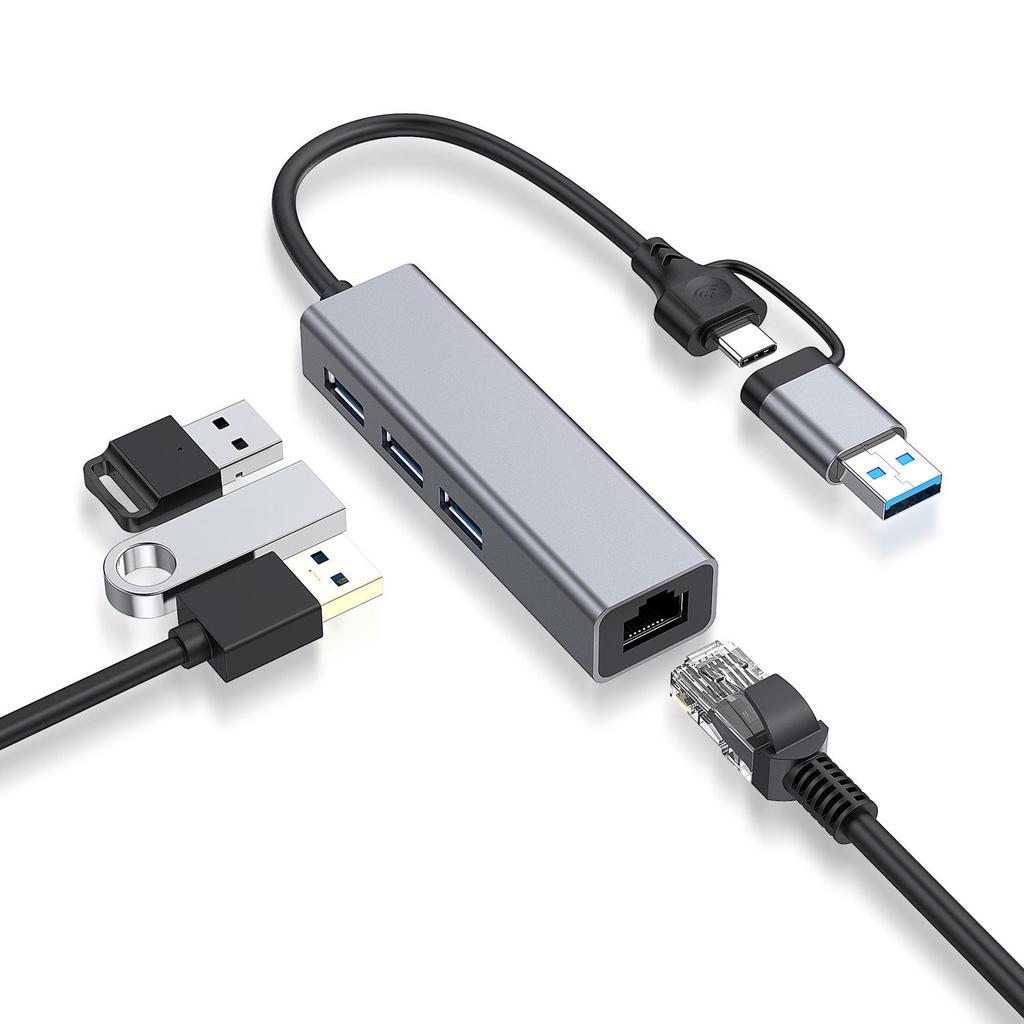 Type-C 2-в-1 USB-адаптер в RJ45 Gigabit Ethernet и 3.0 USB-хаб, док-станция