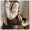 Fashion PU Leather Single Shoulder Bag Casual Large Capacity Tote Bag Elegant Luxury Design Silk Scarf Bag For Women Ladies'