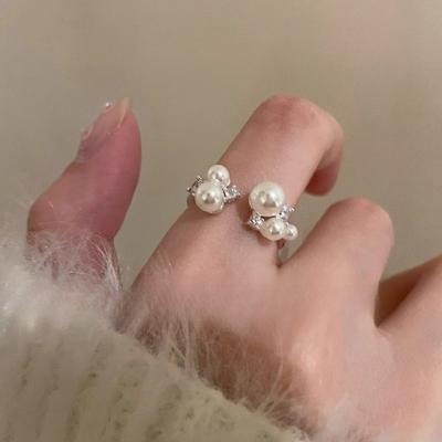 Кольцо с цирконом и жемчугом Женское кольцо на указательный палец Дизайн в стиле ins Личность Открытое кольцо