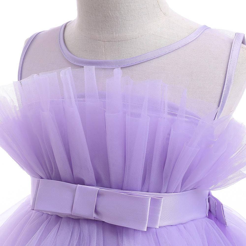 Платье принцессы с европейским и американским цветочным принтом для девочек - длинный шлейф, пышная сетка, идеально подходит для новогодних мероприятий.