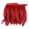 1 Meters Natural Red Rooster Hackle Feather Trim Fringe 10-12inch Wedding Carnival Party Decoration DIY Clothes Sewing Crafts