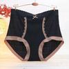 Lady Underpants Lace High Waist Solid Color Thin Tummy Control Elastic Panties Seamless Good Breathability Daily Sport Briefs