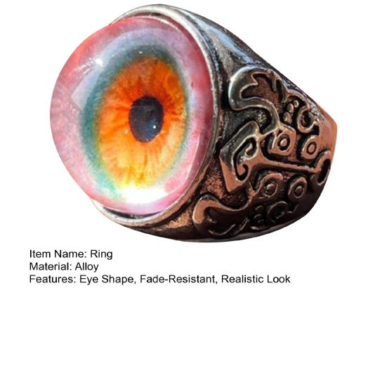 Eye Ring Adjustable Opening Talisman Ring with Surreal Brown Iris Design