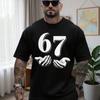Мужская графическая футболка Six Seven 6 7 - Дизайн с числом 67 и жестом "Большой палец вверх", & Повседневный уличный стиль