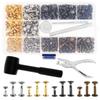 480Pcs 6/8mm Metal Double Cap Leather Rivets Set with Hammer and Punch Plier Studs Shoes Bag Belt Clothing Repair Accessories