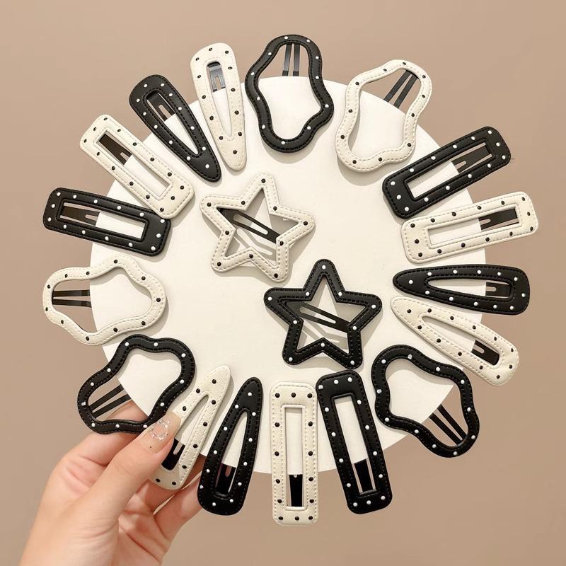 Черно-белая заколка для волос в горошек в виде звезды для женщин - Милая заколка для боковой челки, заколка-облачко, заколка для лба и непослушных волос