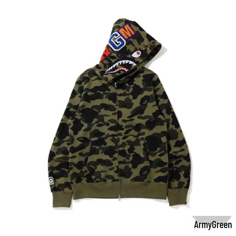 Модный Худи APE - Куртка-бомбер на молнии с камуфляжем "Акула", Версия для родителей и детей