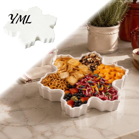 Festive Countertop Storage Box Christmas Serving Tray with Airtight Lid, Decorative PP Food Organizer, Holiday Canister Moisture Proof Container