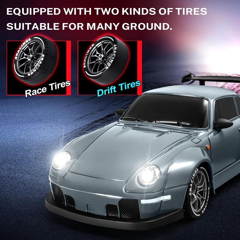 Полноприводная радиоуправляемая дрифт-машина со светодиодной подсветкой, радио 2,4 ГГц, высокая скорость 20 км/ч, гоночные машины с дистанционным управлением, модель транспортного средства, игрушка, подарок для мальчика, девочки, ребенка