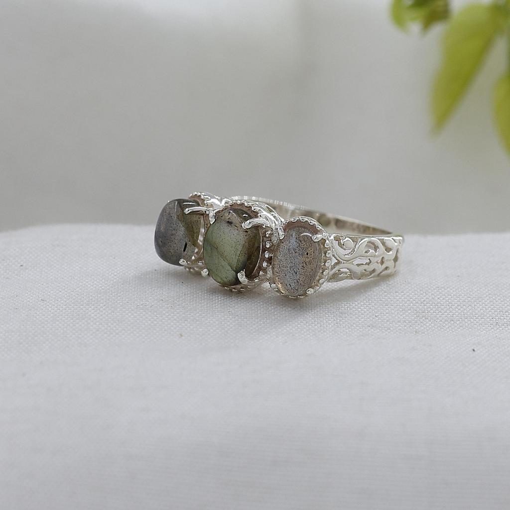 Кольцо женское с лабрадоритом, чистое 100% серебро 925 пробы, ювелирное изделие ручной работы, серебряное кольцо, Ar8921