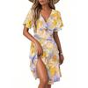 Women's Casual Fashion Dress Vintage Floral Floral Short Sleeve V-neck Dress