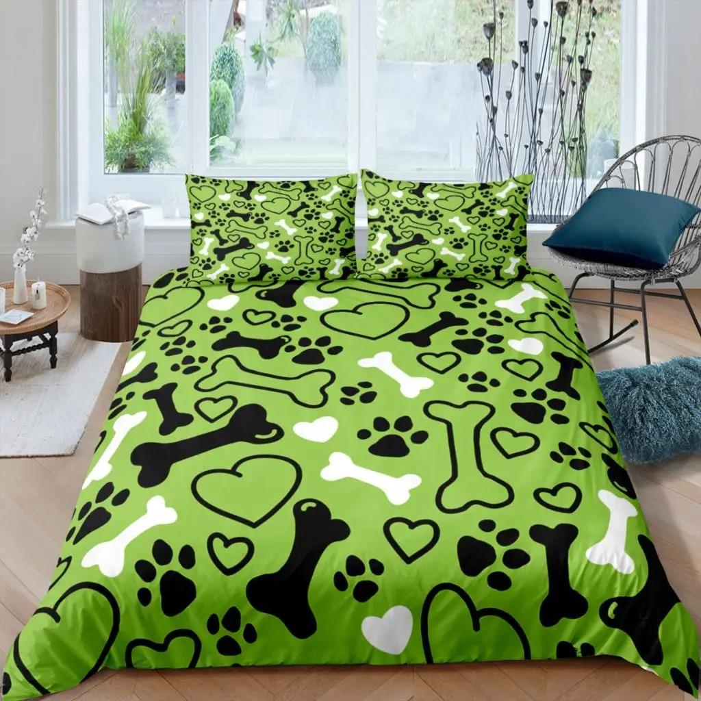 Предметы домашнего обихода Роскошный 3D комплект постельного белья с принтом собачьей лапы и кости, пододеяльник, наволочка, размеры Queen и King, EU/US/AU/UK, одеяло, постельное белье