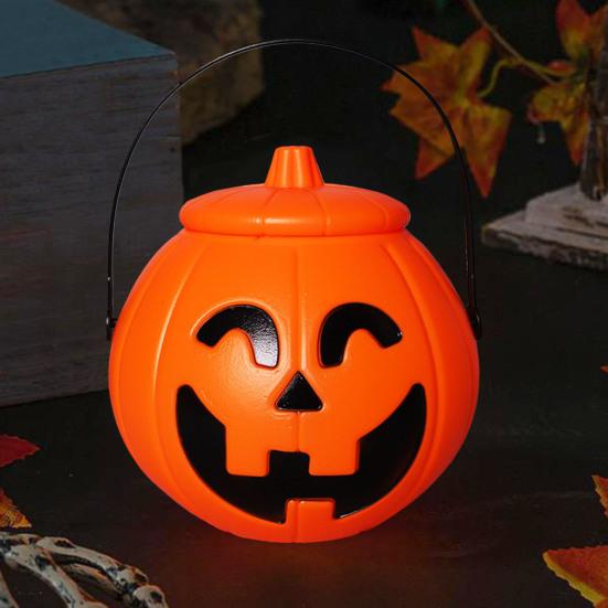 Ведро для сладостей на Хэллоуин, тыквенное ведро для сладостей, корзина для хранения, переносная миска для сладостей на Хэллоуин, детский держатель для закусок для вечеринок