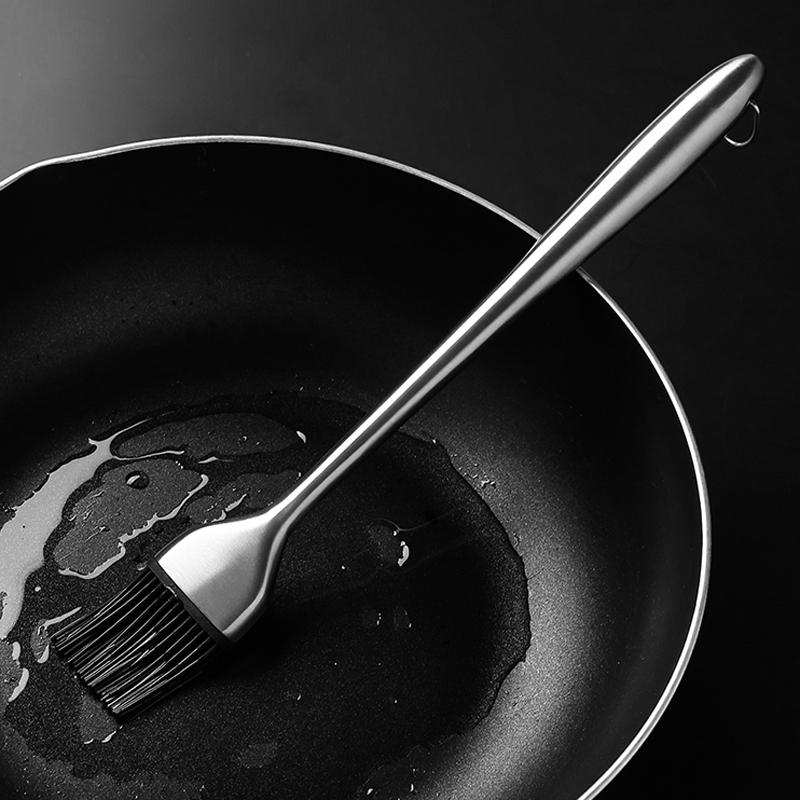 Силиконовая кухонная щетка для масла, щетка для поливания гриля барбекю, ручка из нержавеющей стали, щетка для выпечки, щетка для приготовления пищи на гриле, кухонные принадлежности для барбекю