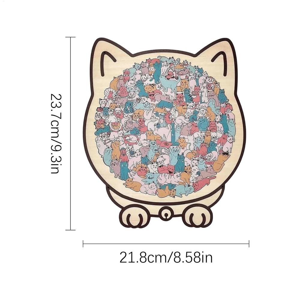 Wooden Jigsaw Puzzle for Adults & Kids - 135 Piece Challenging Cat Puzzle, Perfect Home Decor & Gift for Cat Lovers, Family