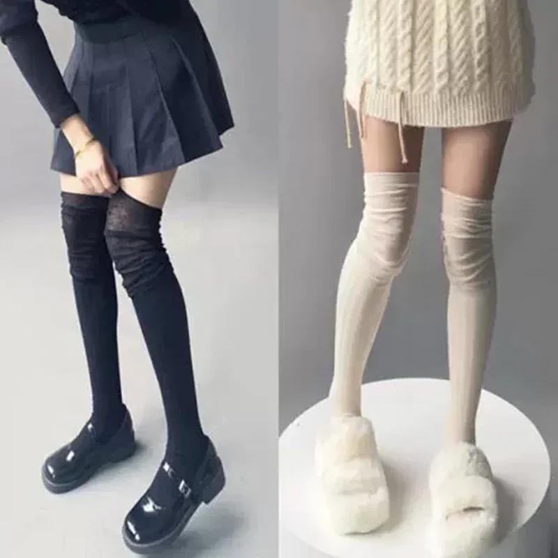 Новые однотонные чулки выше бедра Женские модные повседневные выше колена Женские длинные носки Термальные теплые хлопковые высокие гольфы Леггинсы