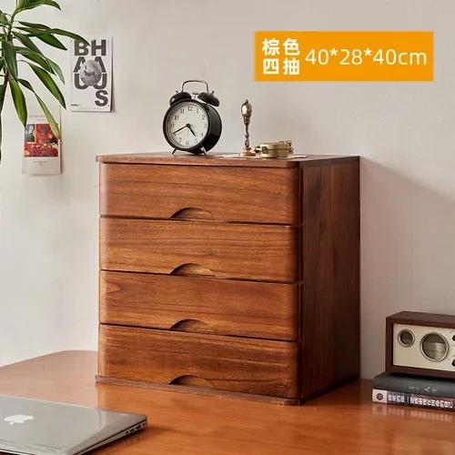 Multi-layer Desktop Storage Boxes Wooden Drawer File Boxt Computer Heighten Rack Solid Wood Debris Storage Cabinet Organizer