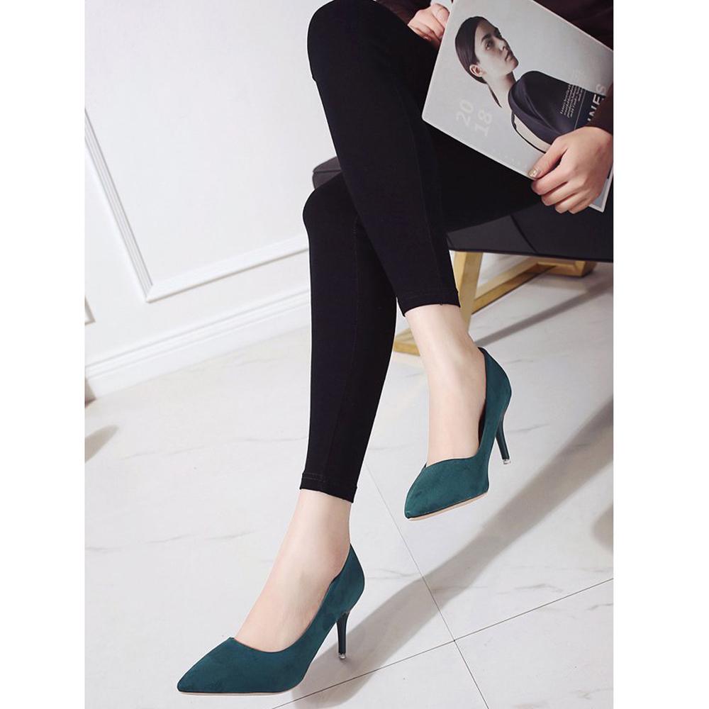 Large Size High Heels New Pointed Stiletto Suede Wild Four Seasons Single Shoes Female Tide