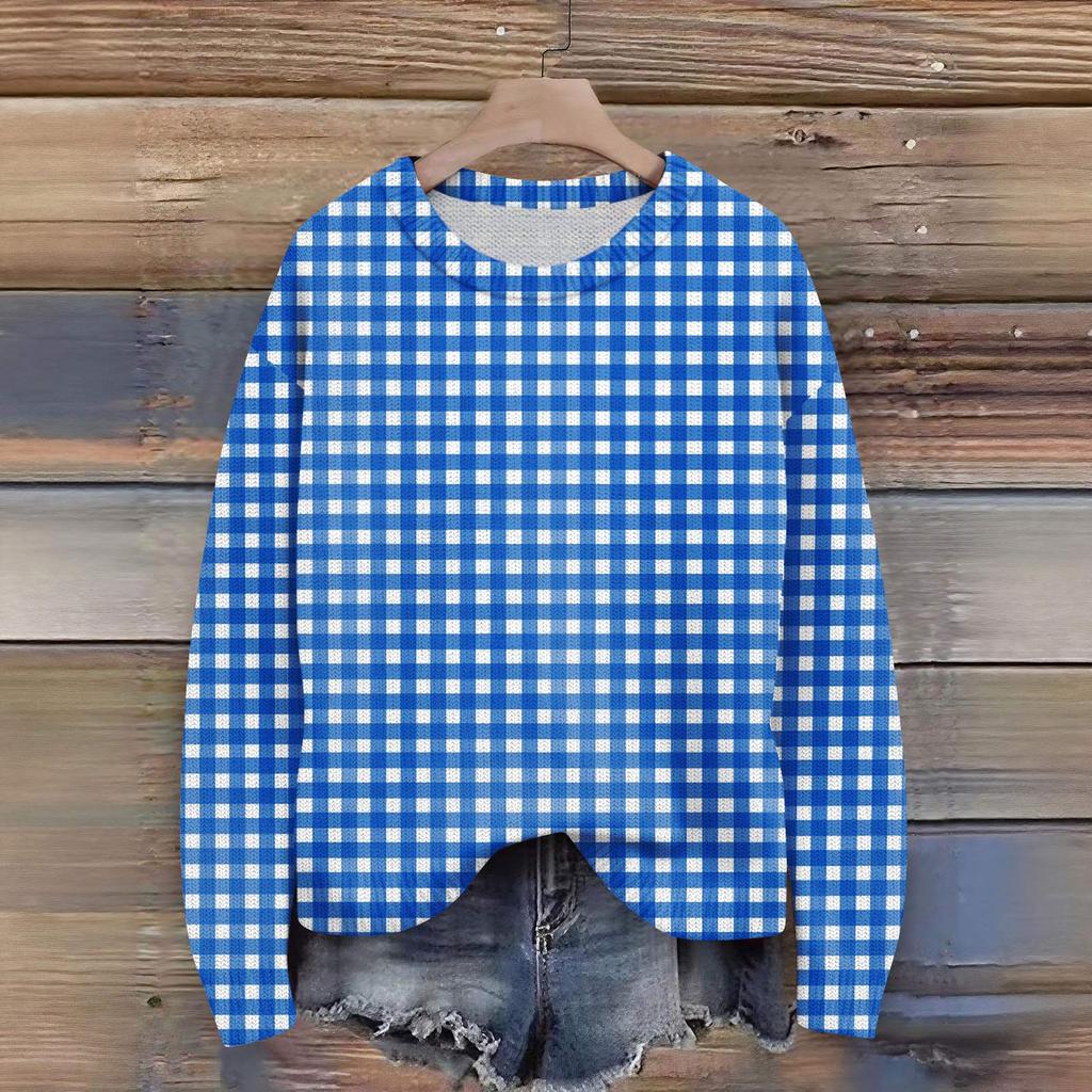 Пуловеры с длинным рукавом для женщин, с круглым вырезом, повседневные, милые, с принтом, вязаные, оверсайз