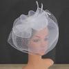Wiomen Party Fascinator Hat Сетка Ажурная сетка Перо Винтажный цветок Королевский стиль Свадебный головной убор Головной убор Сценическое представление Головной декор Шляпа для волос