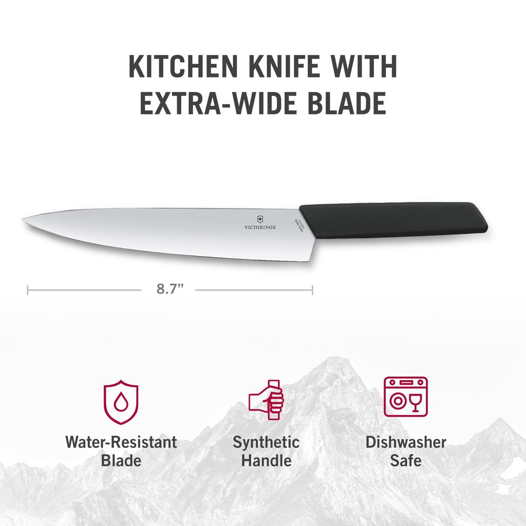 Нож шеф-повара VICTORINOX, разделочный нож 22 см, черный швейцарский современный нож Gyuto, универсальный нож 6.9013.22B