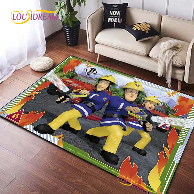 Fireman Sam British Classic Animated Carpet for Living Room Bedroom Area Rugs Kitchen Door Kids un-slip floor Mats birthday gift