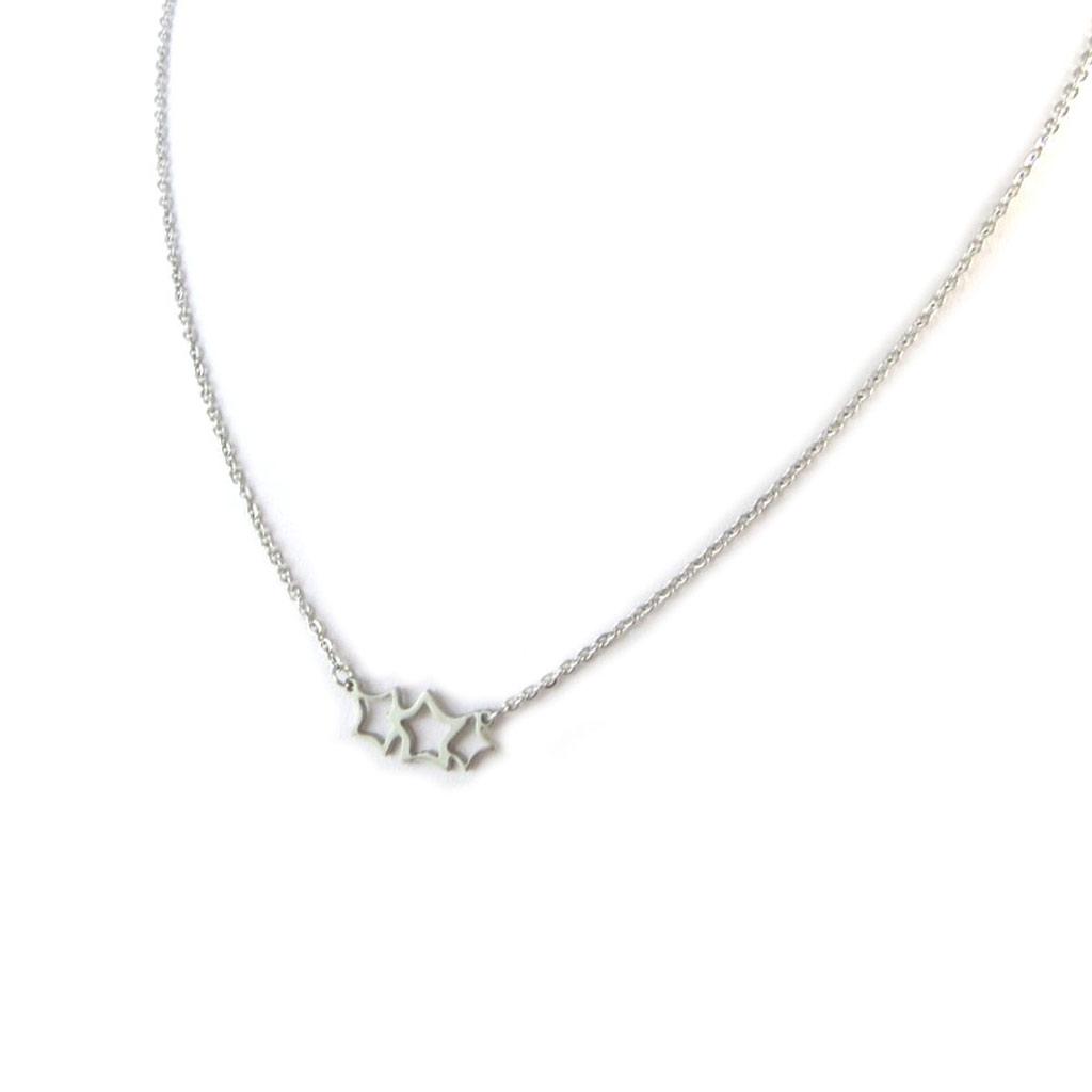 Les Trésors De Lily [N7070] - Silver Gray 'Stars' Steel Necklace