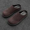 2025 New Designer Retro Soft-soled Half Slippers for Men Summer Autumn Fashion Casual Solid Color Cow Suede Leather Shoes Man