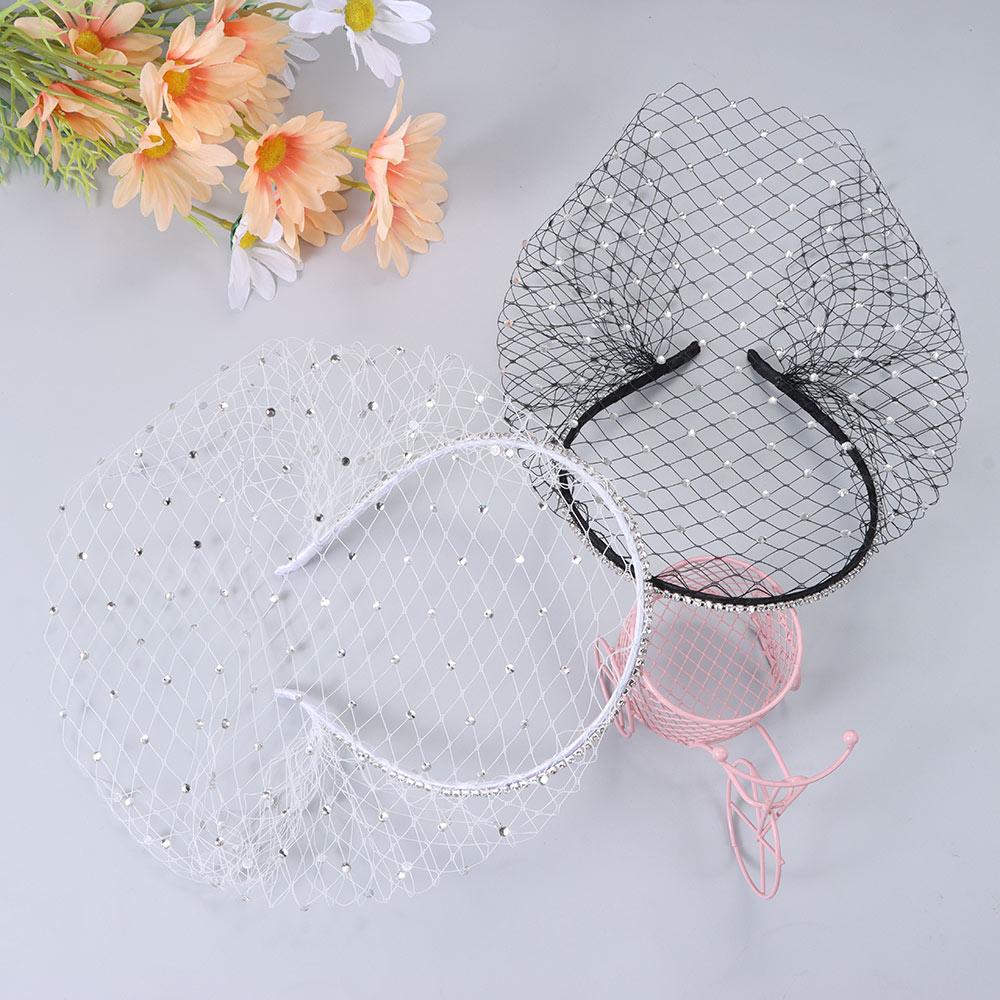 Черная сетчатая маска для лица, свадебная фата для невест, вуаль Birdcage, румяна, белая повязка на голову