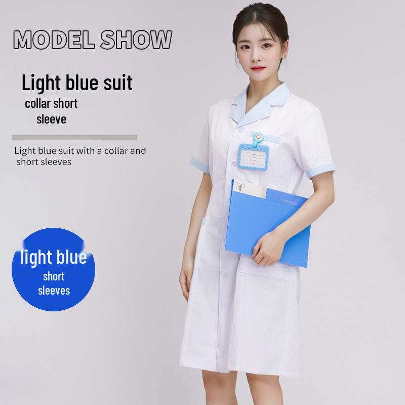 Белый халат медсестры и врача с коротким рукавом