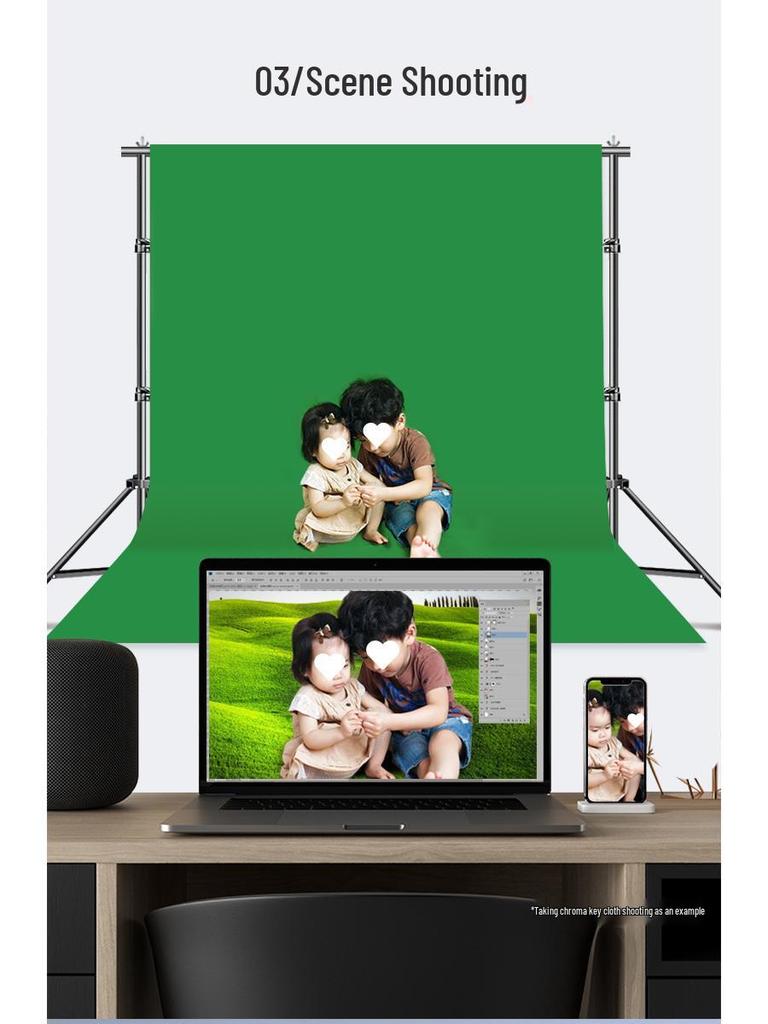 Стойка для фотофона 2x3 метра с черной светопоглощающей тканью, студийным реквизитом и белой тканью для съемки