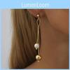 2023 New Trend Asymmetrical Pearl Earrings Gold Plated Design