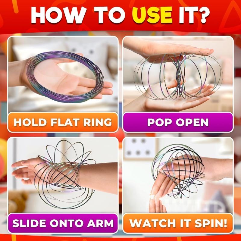Кольцо-спиннер Flow Ring 5,1" Меняющая форму игрушка-антистресс Flow Toy Петля бесконечности Ручные кольца Снятие стресса и развлечение Игрушки Flow для детей и взрослых