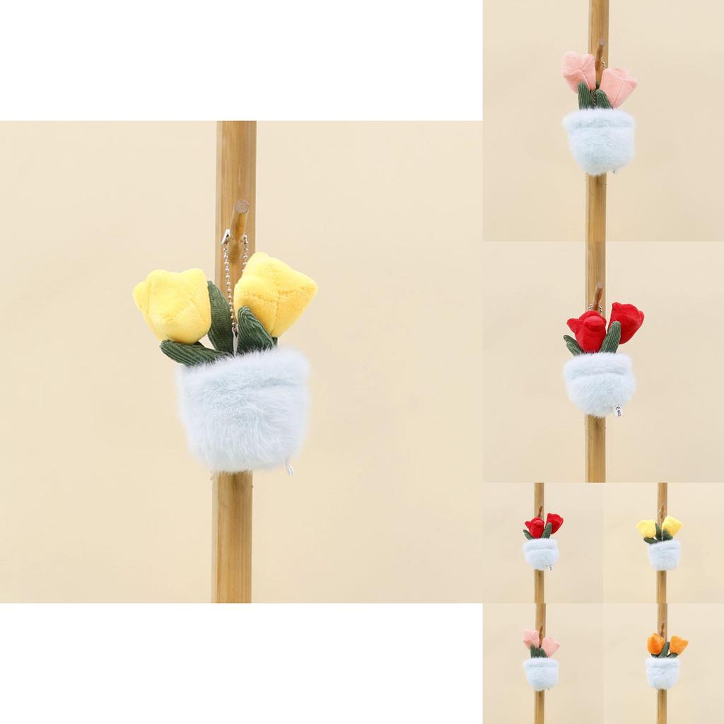 Плюшевый игрушечный цветок тюльпана в горшке с брелоком для подарка и украшения сумки