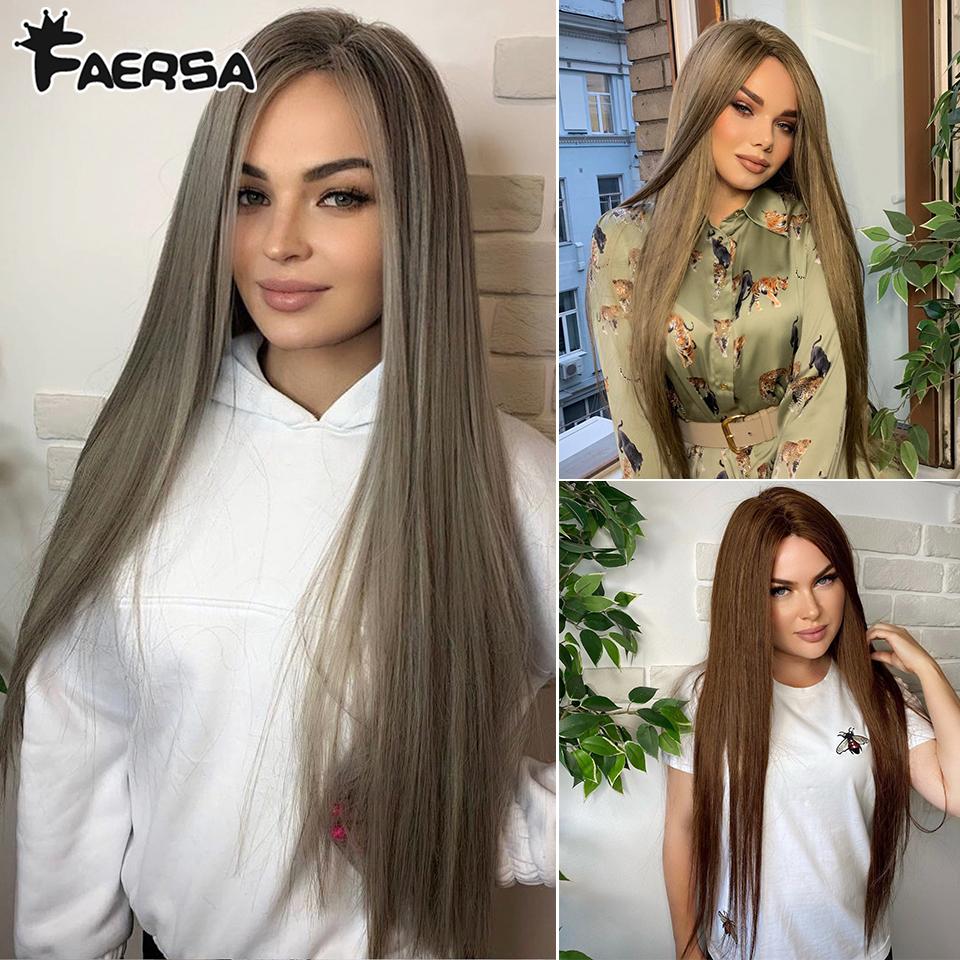 Ariel Straight PonyTail Synthetic Hair 30 Inch Bundles Crochet Braids Ombre Brown Crochet Brading Hair Extensions for Women