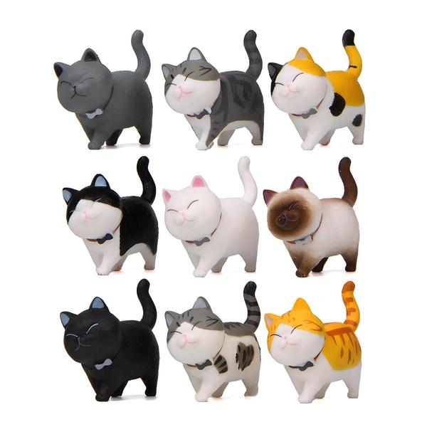Set of 9 Cute Cat Figure miniatures,Korean Car Acc