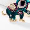 Ethnic Style Cute Elephant Shape Brooch Shining Rhinestones Inlaid Pin Suit Lapel Badge Dress Coat Accessories