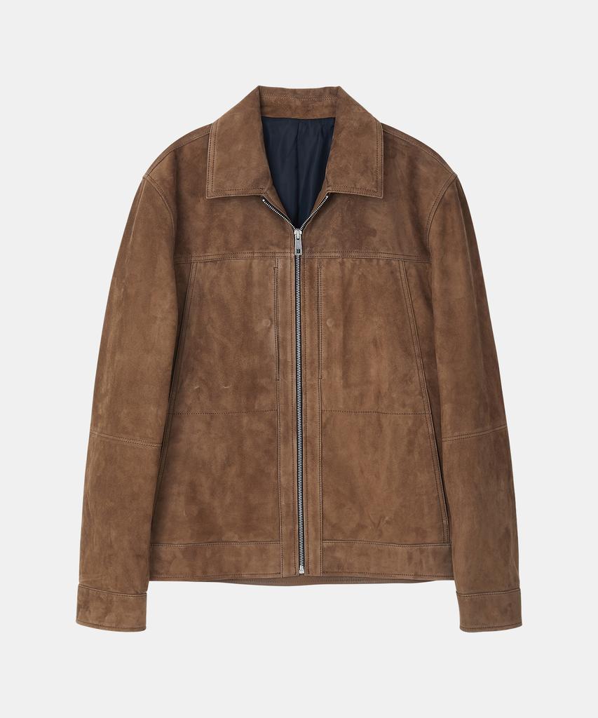 IKALOOK Suede Stand Collar Lambskin Jacket Dd1Fmlj117