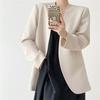 Autumn Winter Elegant Fashion Solid Color Blazer Women Long Sleeve Casual All-match Suit Cardigan Coat Top