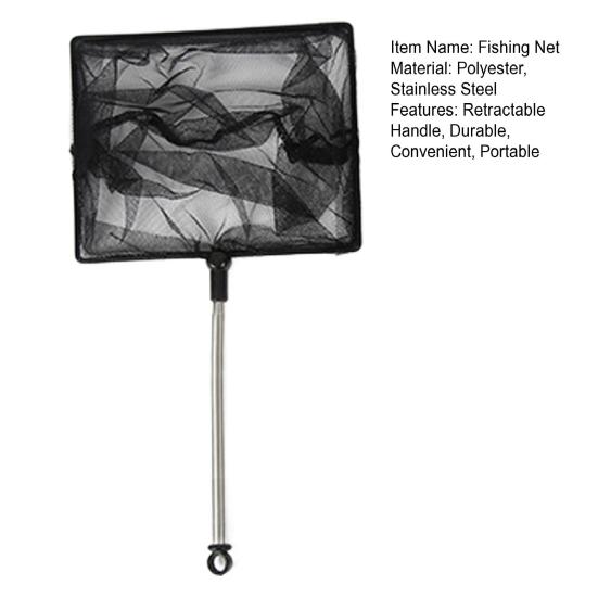 Fishing Net Stainless Steel Retractable Handle Fish Net Durable Fish Shrimp Catching Net for Home Outdoor