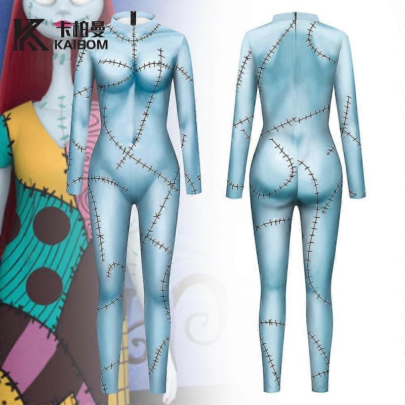 Sally Halloween Costume for Adults & Kids, Body Suit Dress Jumpsuit Outfit